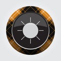 Button with orange, black tartan - sun, sunny icon Royalty Free Stock Photo