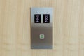 Button panel of Elevator on wood wall Royalty Free Stock Photo