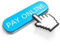 Button PAY ONLINE and hand cursor Royalty Free Stock Photo