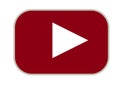 Play button red colour and white isolated