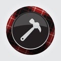 Button with red, black tartan - claw hammer icon Royalty Free Stock Photo