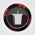 Button red, black tartan - cold drink with straw Royalty Free Stock Photo