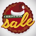 Button with Santa`s Hat for Sale Season during Christmas, Vector Illustration Royalty Free Stock Photo