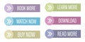Button set collection. Various call to action. Learn more web icons. Vector UI elements. Royalty Free Stock Photo