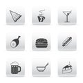 Button set icons food and drink Royalty Free Stock Photo