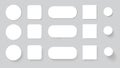 Button shadows. Modern decorative simple and minimalistic user interface icons, simple shapes round and square badges