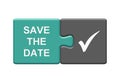 Button showing Save the Date - Puzzle Buttons Royalty Free Stock Photo