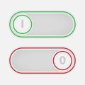 Button Slider On Off. Vector interface controls.