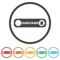 Button subscribe icon. Set icons in color circle buttons Royalty Free Stock Photo
