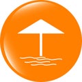 Umbrella, button with summer home, web icon sign