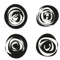 Button symbol icons. Interface control elements. Black circular designs. Vector user interface. Royalty Free Stock Photo