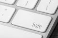 Button with text Hate on computer keyboard, closeup Royalty Free Stock Photo