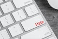 Button with text Hate on computer keyboard, closeup Royalty Free Stock Photo