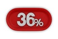 Button with thrity six percent on white background. Isolated 3D illustration Royalty Free Stock Photo