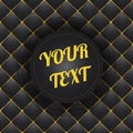 Button-tufted black leather background with minimal round text box design