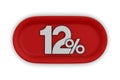 Button with twelve percent on white background. Isolated 3D illustration