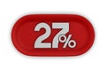 Button with twenty seven percent on white background. Isolated 3D illustration