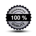 Button for website or app. Button - 100 guarantee quality, circular chrome label