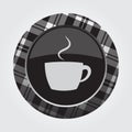Button white, black tartan - cup with smoke icon Royalty Free Stock Photo