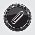 Button with white, black tartan - paperclip icon Royalty Free Stock Photo
