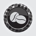 Button with white, black tartan - two coffee beans