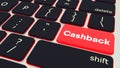 Button with word Cashback. laptop Keyboard. 3d rendering