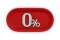Button with zero percent on white background. Isolated 3D illustration Royalty Free Stock Photo