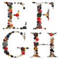 Buttons alphabet: letters E-F-G-H Royalty Free Stock Photo