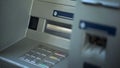 Buttons on ATM, close up of automated teller machine, secure money withdrawing Royalty Free Stock Photo