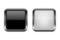Buttons. Black and white glass square 3d icons Royalty Free Stock Photo