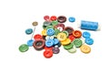 Buttons and blue spool of thread Royalty Free Stock Photo