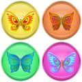 Buttons with butterflies Royalty Free Stock Photo