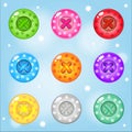 Buttons Circle of bright colors set fo clothing. Collection cute glossy in different colors. Royalty Free Stock Photo