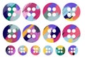 Buttons coloured set for postcard and cards and magazines and stickers and kids and hobbies