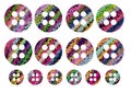 Buttons coloured set for postcard and cards and magazines and stickers and kids and hobbies