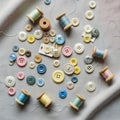 The buttons come in various sizes and pastel colors including pink Royalty Free Stock Photo