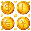 Buttons with currency signs, set Royalty Free Stock Photo
