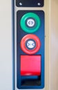 Buttons for different purposes on the door modern train Royalty Free Stock Photo