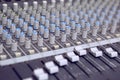 Music Studio. Buttons equipment for sound mixer control Royalty Free Stock Photo