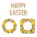 Buttons Happy easter daffodil with willow vector