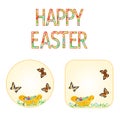 Buttons Happy easter wicker basket with Easter eggs with butterflies vector