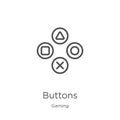 buttons icon vector from gaming collection. Thin line buttons outline icon vector illustration. Outline, thin line buttons icon Royalty Free Stock Photo