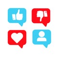 Buttons, icons for social media. Like, disliked, heart Royalty Free Stock Photo