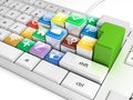 Buttons on a keyboard with Social media icons Royalty Free Stock Photo
