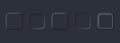 Buttons in neomorphism style for website or app. UI blank buttons. User interface elements for mobile app. Dark theme. Neumorphism