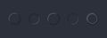 Buttons in neomorphism style for website or app. UI blank buttons. User interface elements for mobile app. Dark theme. Neumorphism