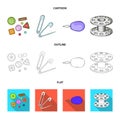 Buttons, pins, coil and thread.Sewing or tailoring tools set collection icons in cartoon,outline,flat style vector Royalty Free Stock Photo