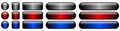 Buttons red blue and gray isolated, multi colored buttons with a gradient inside Royalty Free Stock Photo