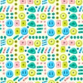 Buttons seamless pattern. Background with buttons sewn to the fa