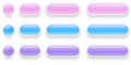 Buttons set for user interface, simple purple blue 3D modern buttons design for mobile, web, social media, business